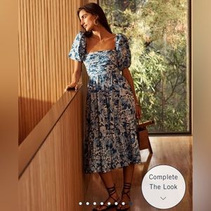 Abercrombie & Fitch Emerson Poplin Puff Sleeve Midi Dress